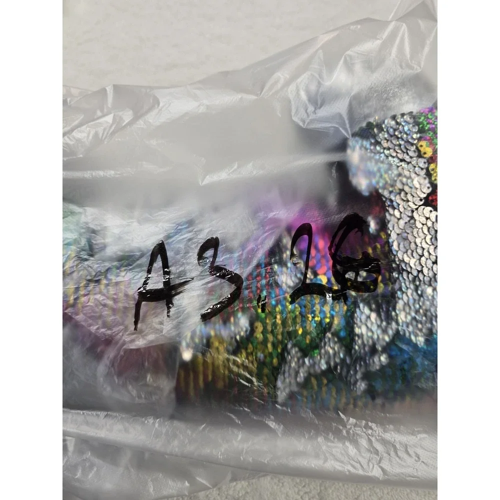 Dan Dee Sequin Dachshund Plush‎ Rainbow Silver Flip Sequins Wiener Dog Toy 19